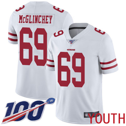 San Francisco 49ers Limited White Youth Mike McGlinchey Road NFL Jersey 69 100th Season Vapor Untouchable